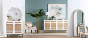 Use console tables with doors for storage